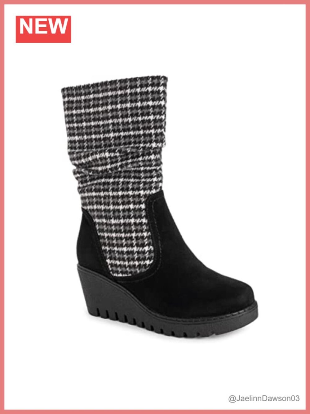 Faux Suede Mid-Calf Wedge Boots with Memory Foam Insoles